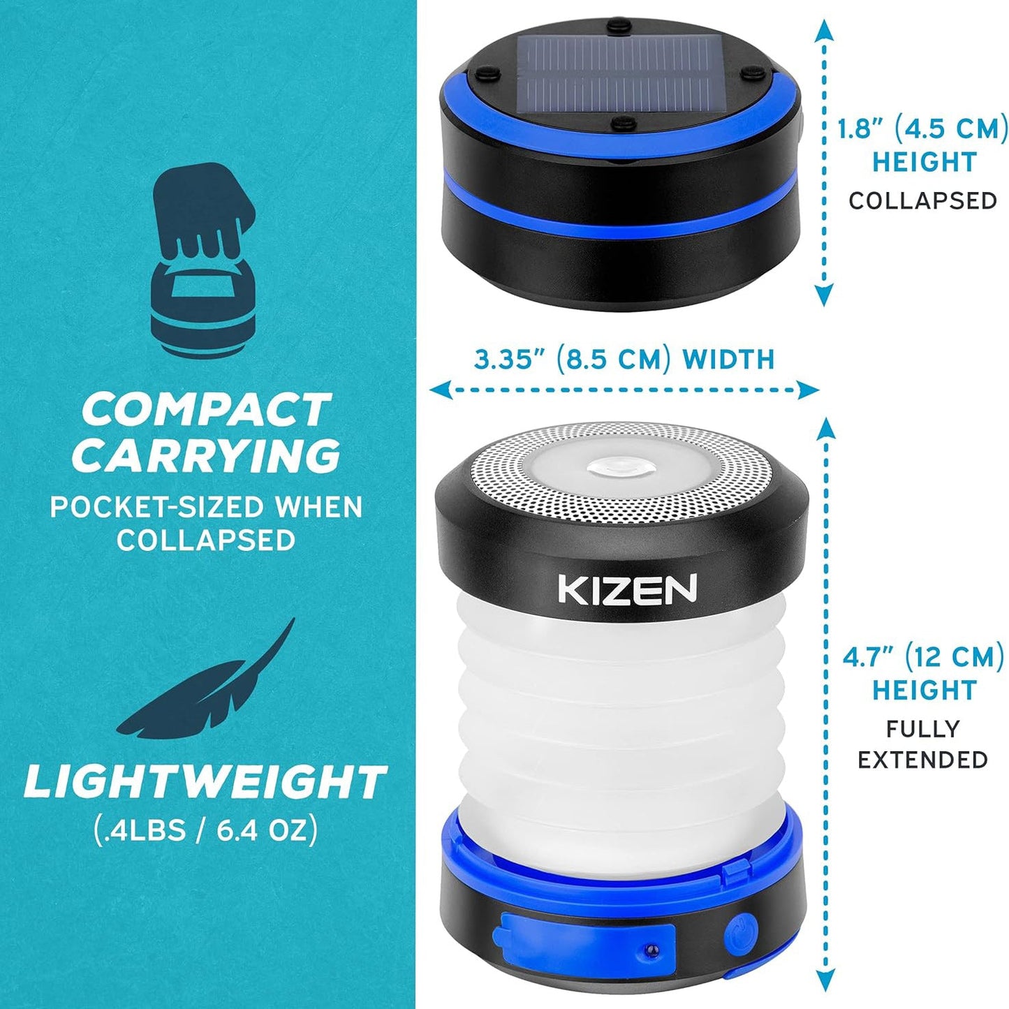 Outdoor Solar Lantern — Dual Charging (Solar/Plug-in) — Retractable LED Emergency Light