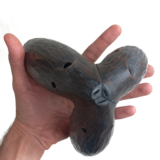 Triple Chamber Flute "Forest Meditation" – Ceramic Musical Instrument