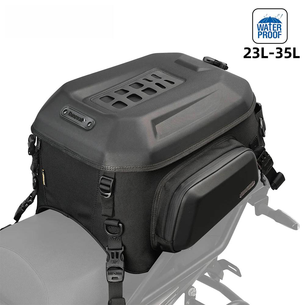 Hard Shell Motorcycle Tail Bag – Expandable 23-35L