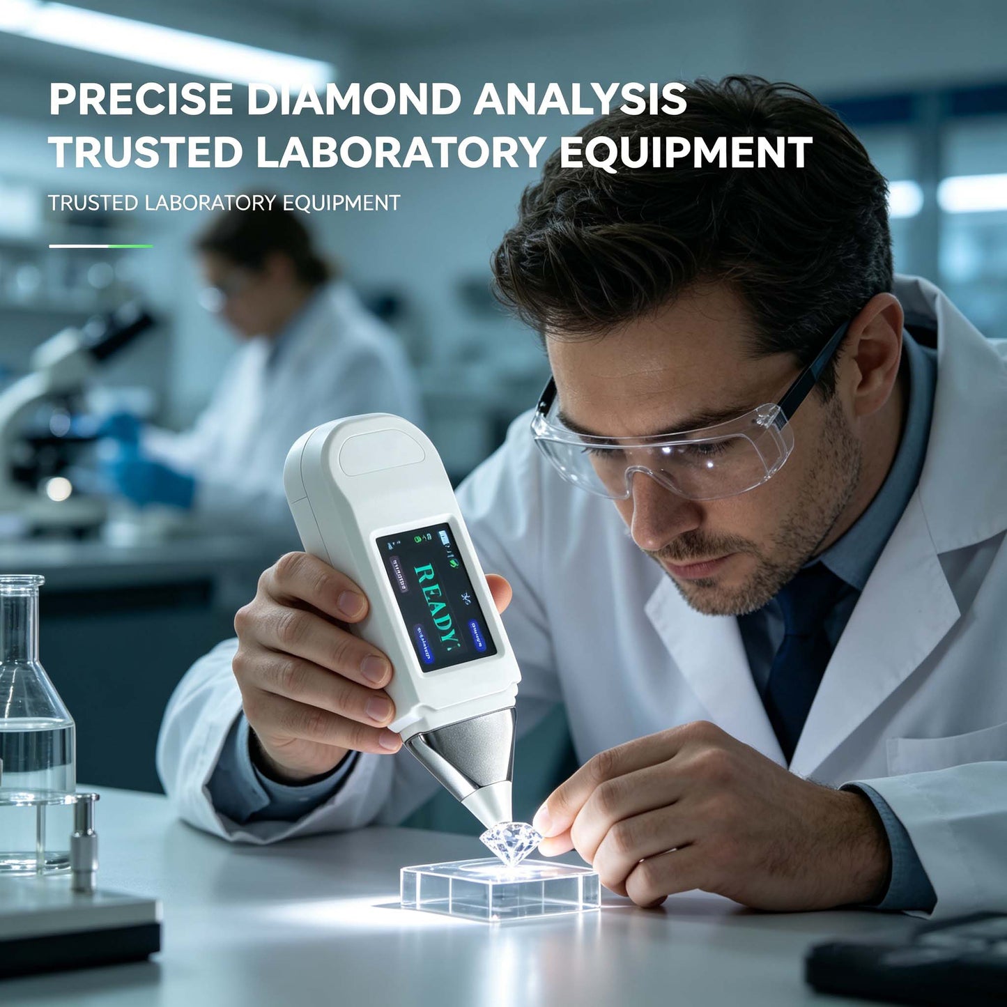 Used for detecting colorless laboratory-grown diamonds and diamond simulants.