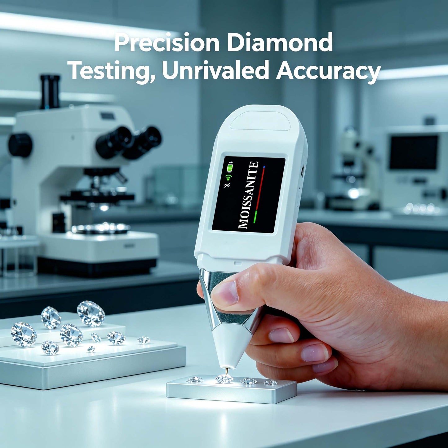 Used for detecting colorless laboratory-grown diamonds and diamond simulants.