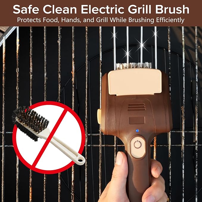 Electric cleaning brush for outdoor barbecue grills