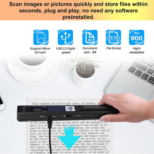 Handheld Portable Scanner – 900 DPI A4 Document Scanner
