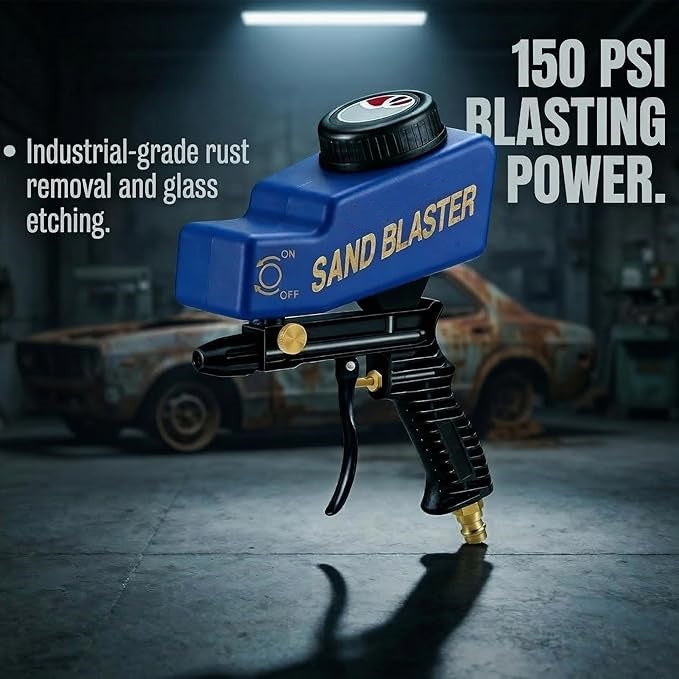 Wet and dry sandblasting machine, dry and wet sandblasting gun set