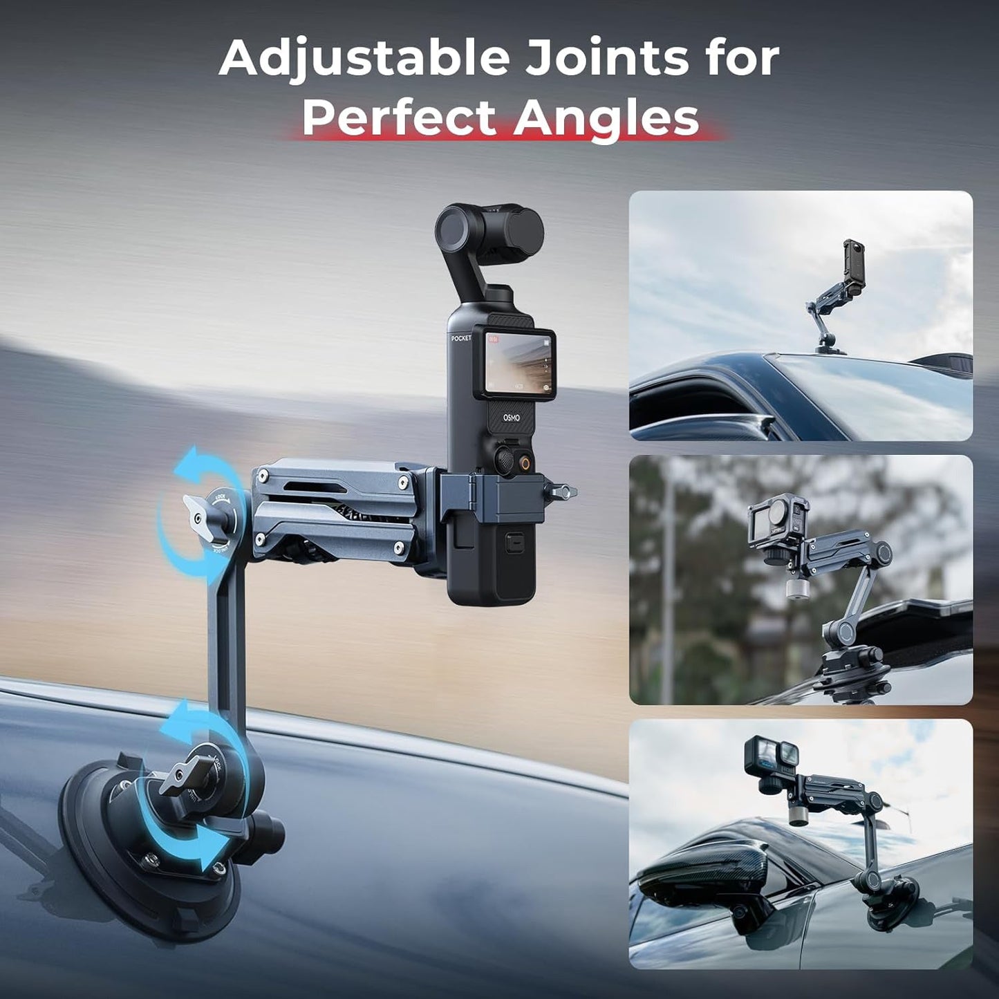 Mini Electronic Shock Absorber Arm – 5" Suction Cup Car Mount