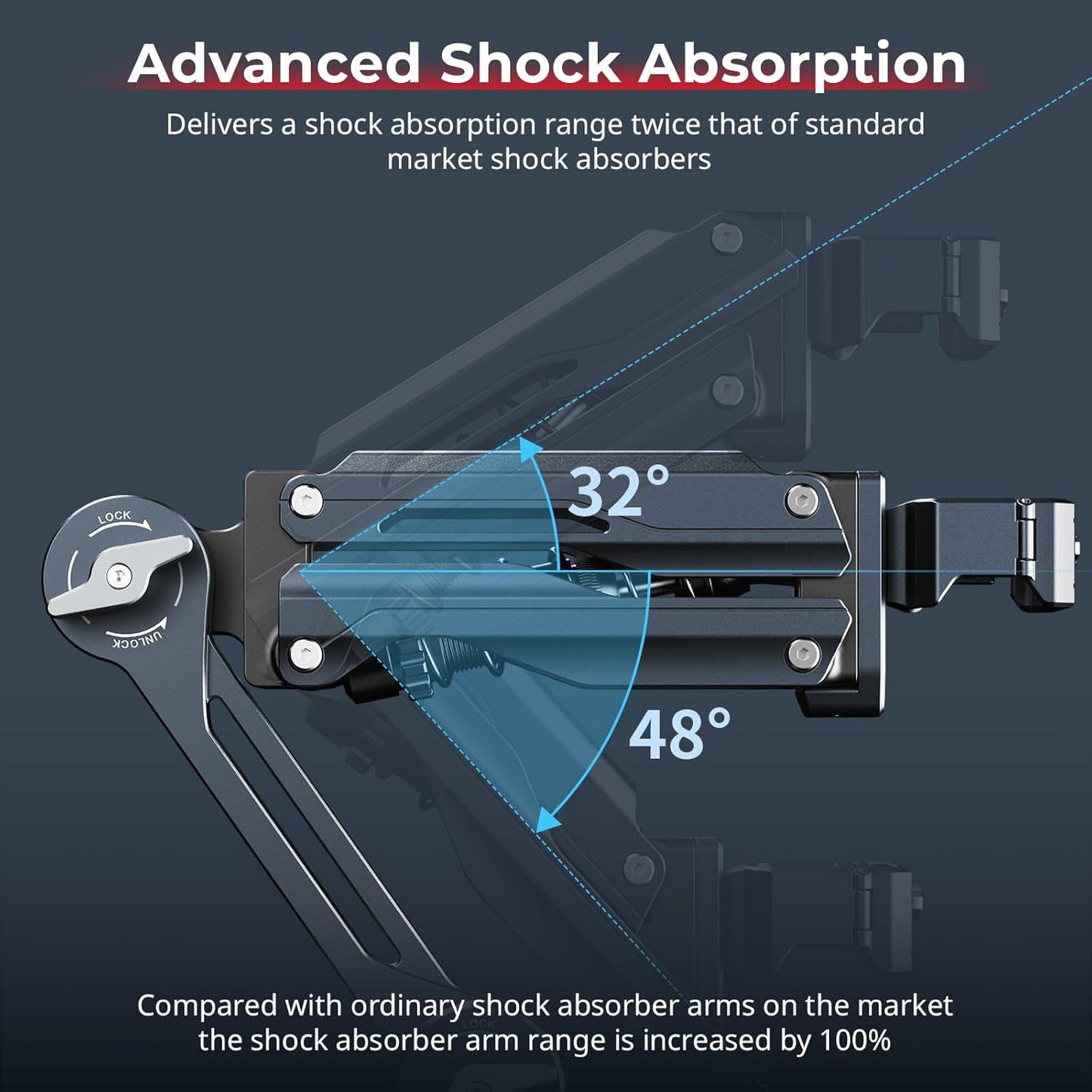 Mini Electronic Shock Absorber Arm – 5" Suction Cup Car Mount