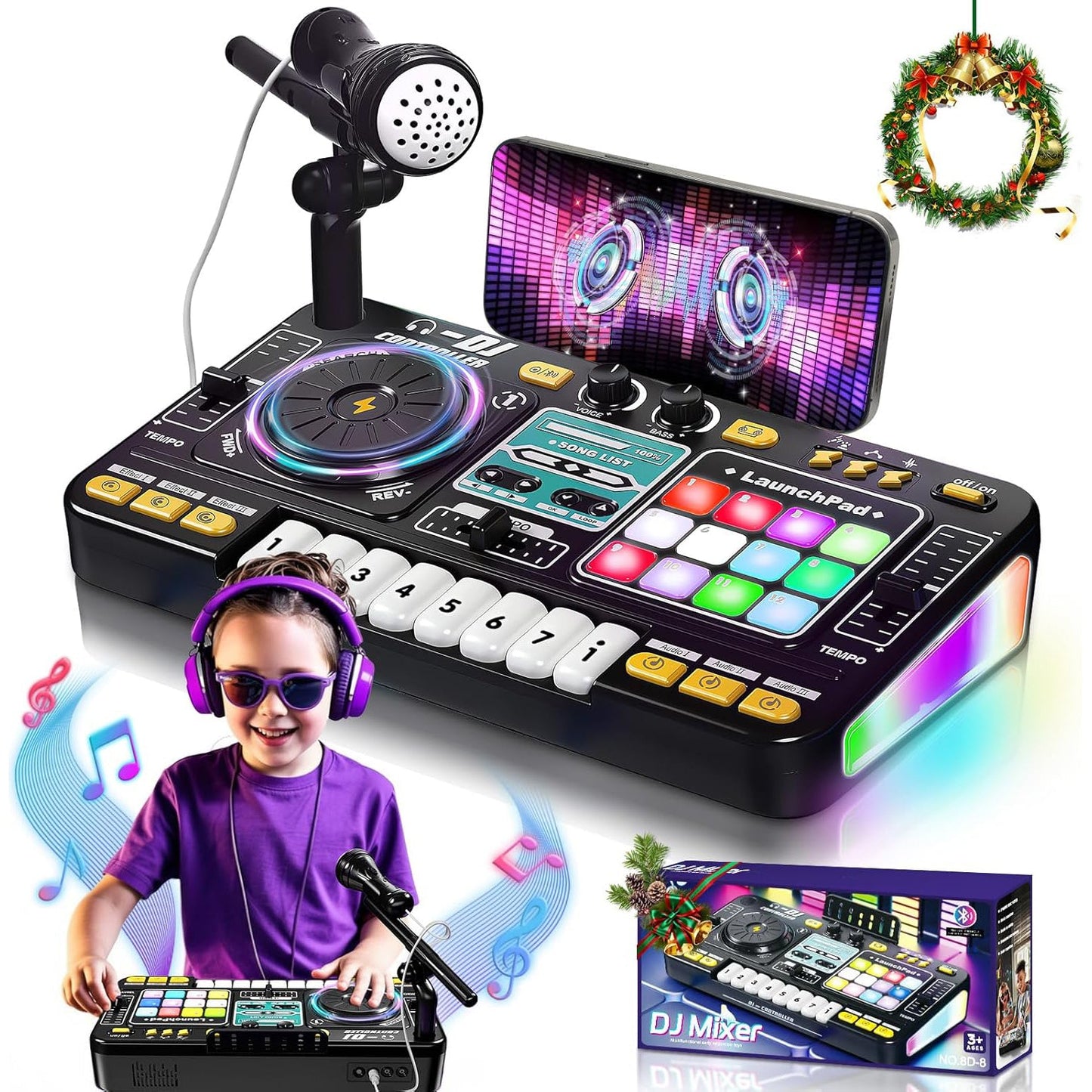 Kids DJ Music Mixer – Interactive Toy with Microphone & Lights for Ages 3-12