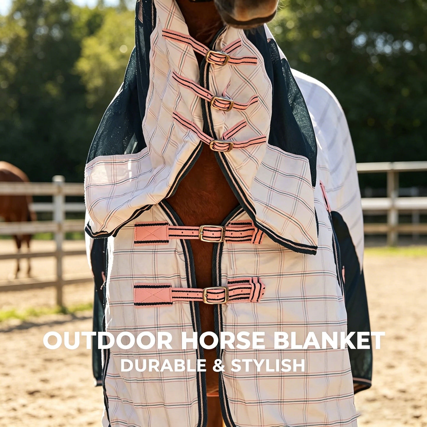 Mixed-Combination Horse Rug — Spruce & Peach — Multiple Sizes Available