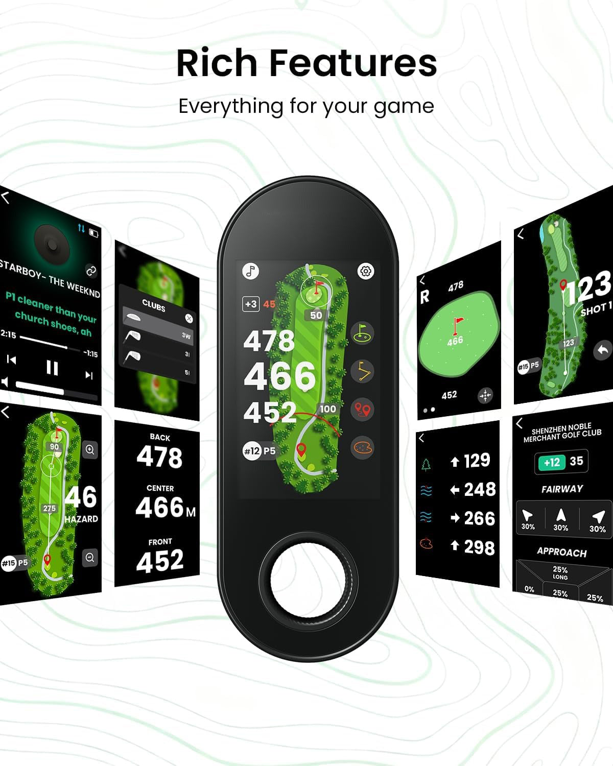 Golf speaker equipped with detachable GPS rangefinder handheld device