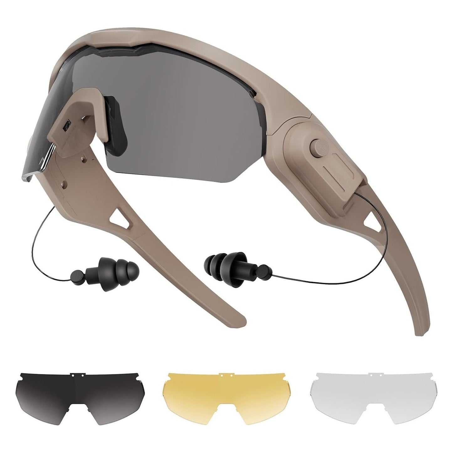 Shooting glasses with earplugs